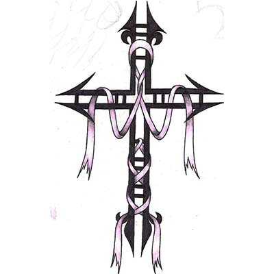 Religious cross and cancer ribbon designs Fake Temporary Water Transfer Tattoo Stickers NO.10576